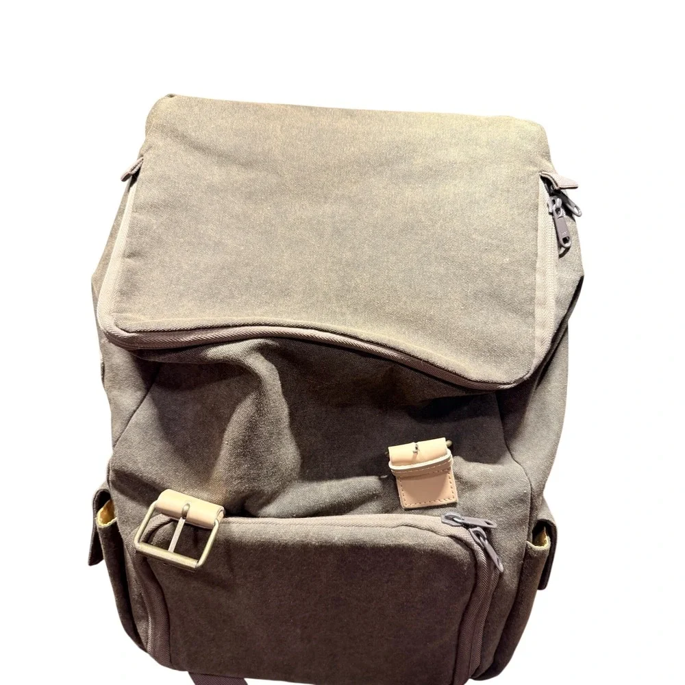 Peacechaos Canvas Camera Backpack Vintage Style‎ Army Green